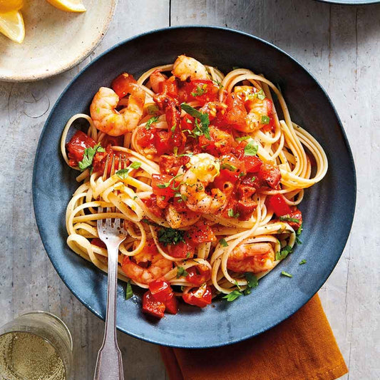 Buttery Chilli Prawn Linguine,Asian-Inspired Mash with Bangers,Miso & Sesame Aubergine,Tropical Flourless Chocolate Truffle Cake,Irish Coffee Ice Cream Charlotte,Black Forest Pancakes