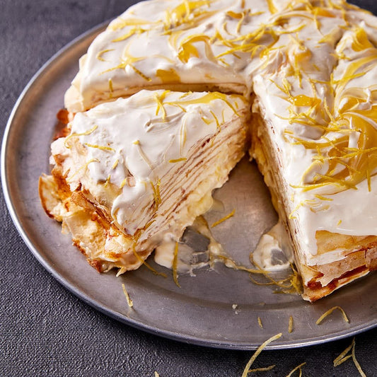 Lemon Crepe Layer Cake for pancake day