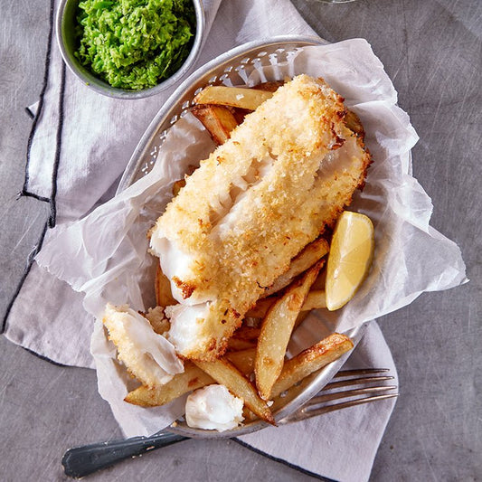 Fish Chips and Minted Mushy Peas