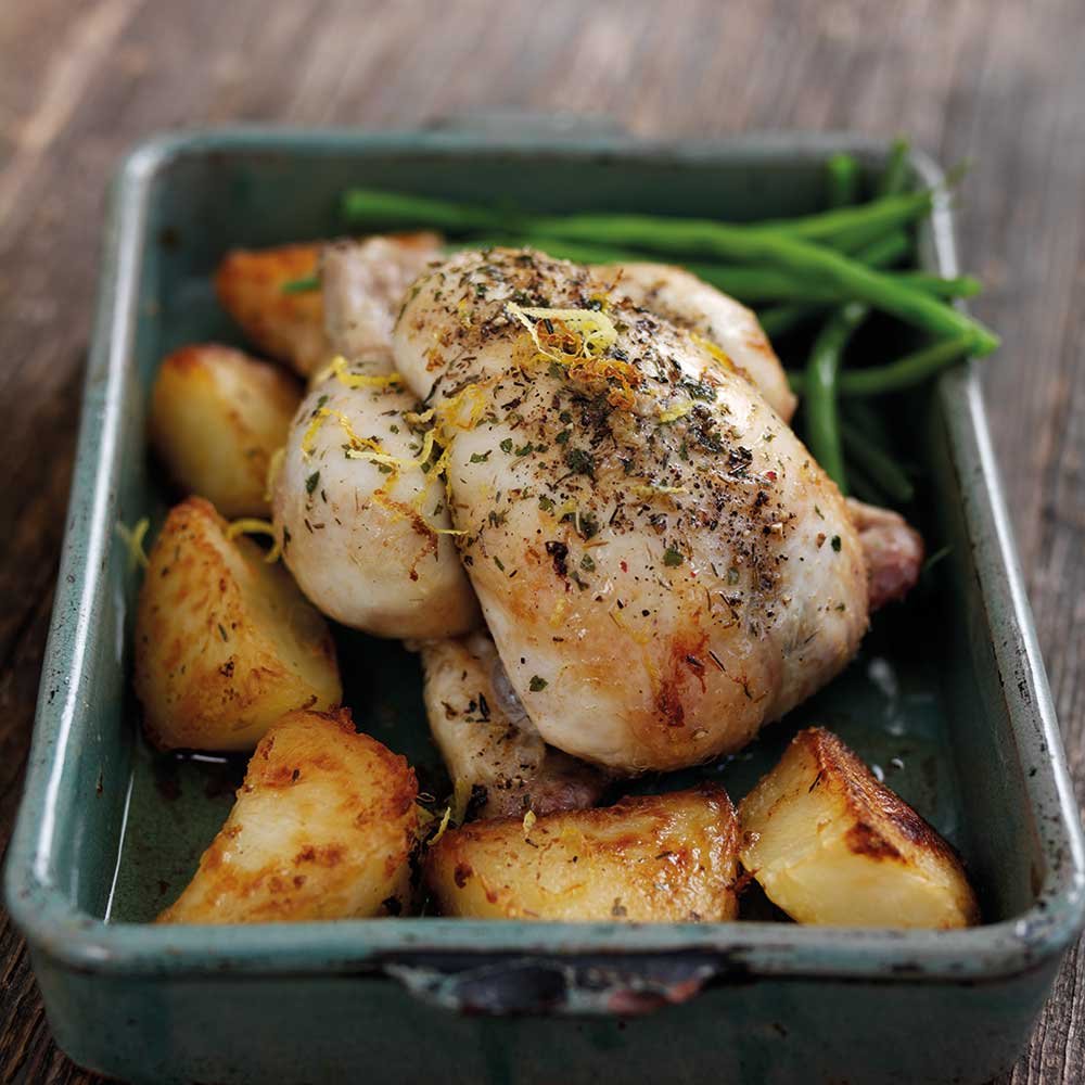 Lemon & Thyme Roast Poussin and Potatoes – Dairy Diary by Collins Debden
