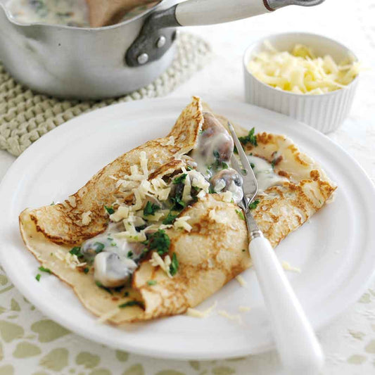 Mushroom Pancake,Chicken, Broccoli & Cheese Pancake Bake,Crêpes with Brandy Marmalade Sauce
