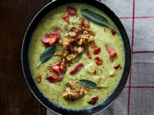 Sprout Bacon and Stuffing Soup