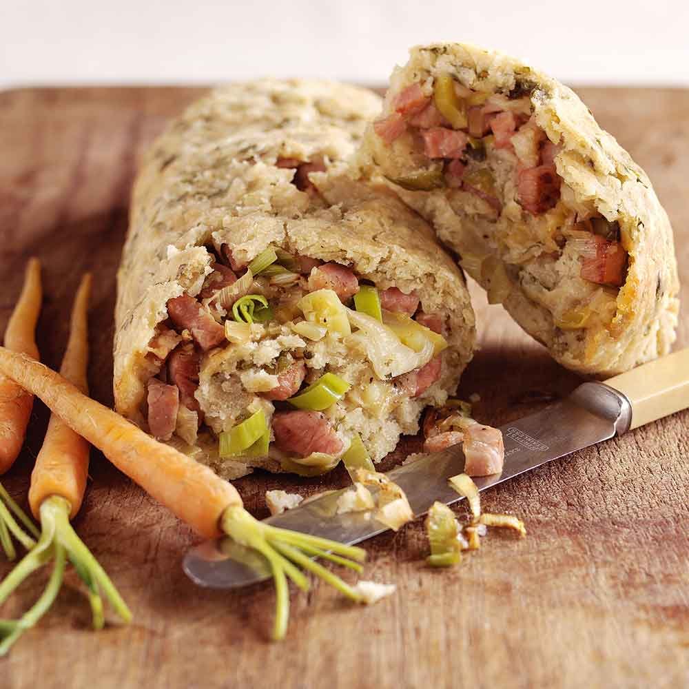 Leek and Bacon Roly Poly
